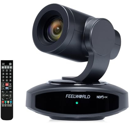 FEELWORLD NDI10X PTZ Kamera 10X Optical Zoom Konferenzkamera 4K 30fps mit HDMI/USB3.0/LAN (PoE), AI-Tracking, Webcam für Gottesdienste, Bildung und Videokonferenzen