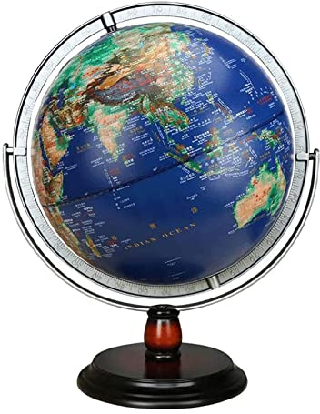 HYEFDWS Globo terráqueo Iluminado con Soporte de Madera para decoración de Estudio, Escuela, Oficina, Base Estable