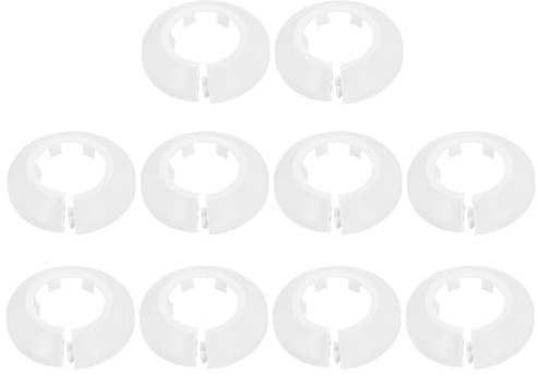 QUARKZMAN 10pcs Cache-Tuyau Décoratif À Bride 1.26 (32mm) Collier En Plastique À Clipser Cache-Trou Murale Pour Évier Radiateur Pour Salle De Bain Cuisine Toilette, Blanc