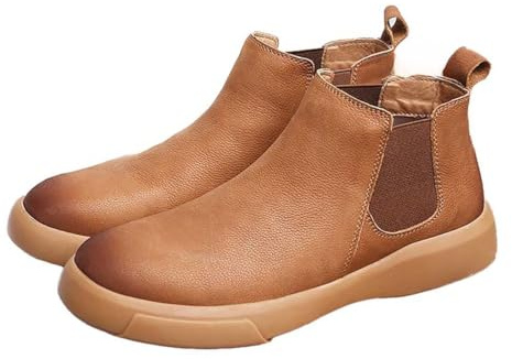 Genérico Botines Chelsea Hombre De Estilo Slip-On con Forro Cálido, Botas Cortas Impermeables Y Antideslizantes De Invierno con Plantilla Acolchada, Marrón,48 EU