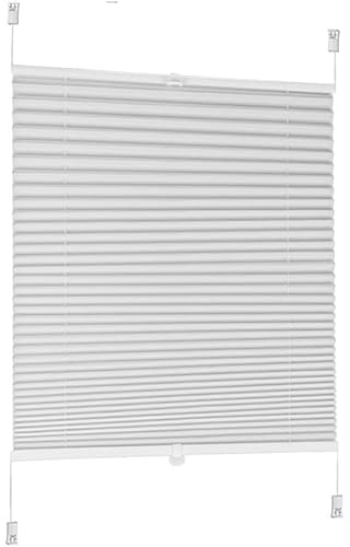 Sekey Plissee ohne Bohren, Vliesstoff Fenster Plissee Klemmfix Jalousie 85 cm breit, Verspannt Lichtdurchlässig Sonnenschutz Fensterollo, 85 x 220 cm, Weiß Vliesstoff