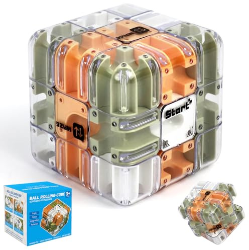 Cubo Labirinto 3D, Sfida Logica Cubo Puzzles Labirinto, Cubo Labirinto con Pallina, 3D Labyrinth Cube Puzzle, Rompicapo 3D Stimolante per Bambini e Adulti