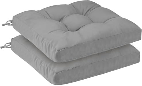 PRIMEPATIO Outdoor Sitzkissen 40x40x8 cm, 2er Set, UV-beständig, Hellgrau | Wasserdichte Stuhlkissen für Gartenstühle, Terrassenmöbel und Rattansessel, langlebig für Balkon, Pool und Camping