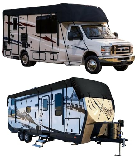 Wohnmobil Dachabdeckung,Wohnwagen Schutzhülle wasserdicht,Hochwertige 210D Oxford,Ganzjähriger Wasserdicht 1000PA, UV-Schutz, Universell passend für RV & Camper