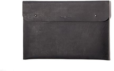 HOLZRICHTER Berlin - Laptop Sleeve 15” (No 3-5), Leder Schutz-Hülle für MacBook Air & Pro, Ultrabook, Laptop Bag 29x40x2cm, Echtleder Laptop Case, Schwarz