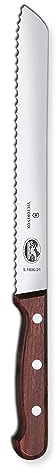 Victorinox Wood, Profi Brotmesser Wellenschliff, Extra Scharfe Klinge, 21 cm, Edler Holzgriff, Rostfreier Stahl, braun