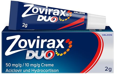 Zovirax Duo Creme bei Lippenherpes, 2g, 5% Aciclovir, 1% Hydrocortison | Zovirax Duo Creme mit Zweifach-Wirkformel zur Behandlung bei Lippenherpes.