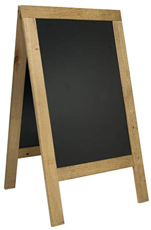 SECURIT - Doppelseitige Gehwegtafel aus Buchenholz „Nature“ - Mahagonibraun | Tafel für Kreidemarker - Für Restaurants, Bars, Cafés Geschäfte - 75 x 135 cm