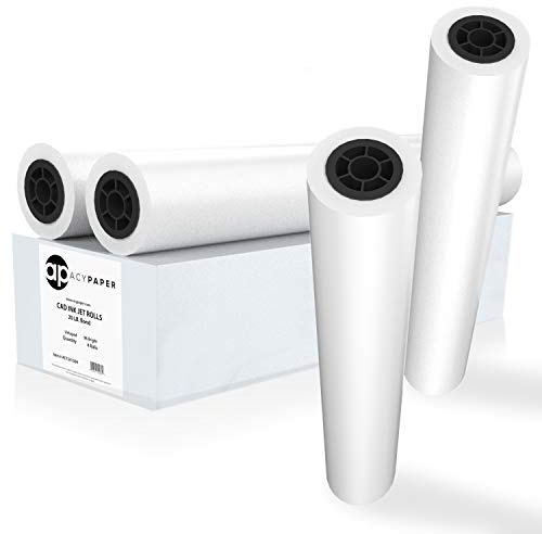 ACYPAPER Plotter Paper 36 x 150, CAD Paper Rolls, 20 lb. Bond Paper on 2 Core for CAD Printing on Wide Format Ink Jet Printers, 4 Rolls per Box. Premium Quality
