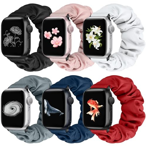 Beatlone Solo Loop klockarmband kompatibla med Scrunchie Apple Watch Band 38 mm 40 mm 41 mm 42 mm 44 mm 45 mm 49 mm mjuk stretchig kvinnor elastisk rem för Apple Watch-serien Ultra