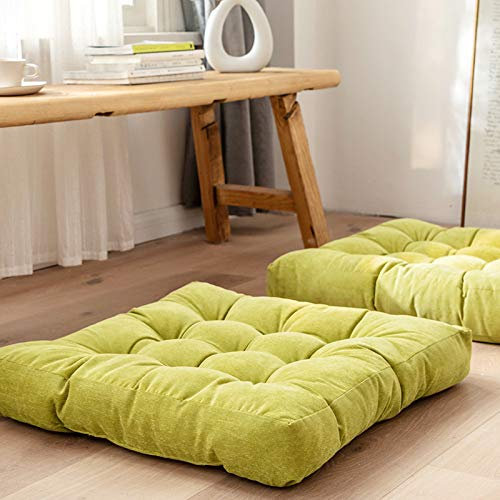 ZZZYZ Quadrat Yogakissen Verdicken Getuftete Yoga Bodenkissen Cord Tatami Kissen Meditationskissen Für Indoor Abendessen Wohnzimmer Reise-Grün 55x55cm(22x22inch)