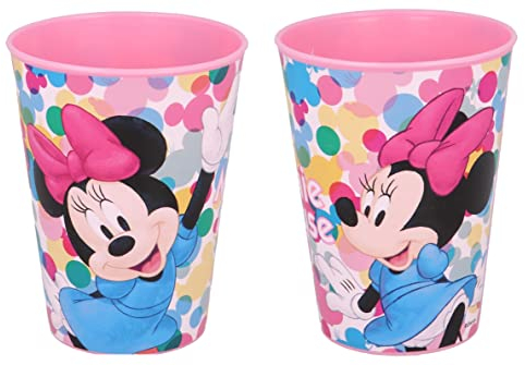 ILS I LOVE SHOPPING Set 2 Bicchieri per Bambini 260 ml in plastica Senza BPA Regalo per Ragazzi (Minnie Mouse Topolina)