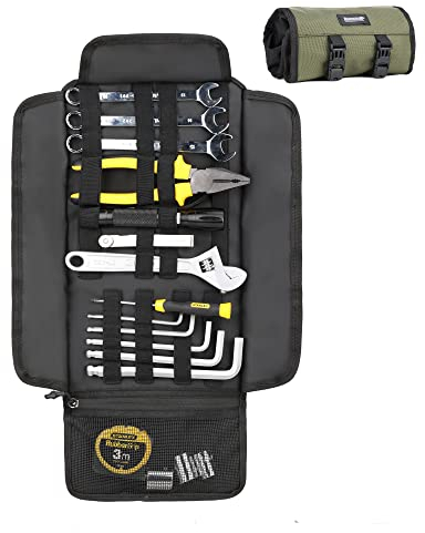 Rhinowalk Motorcycle Saddle Bag Motorcycle Tool Organizer Bag Roll Up Tool Pouch Motor Handlebar Bag Motor Accessory