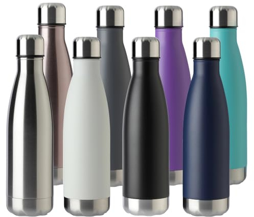 MEWAY 17oz Sport Water Bottle 8 Pack Vacuum Insulated Stainless Steel Leak-Proof Double Wall Cola Shape Water Bottle,Keep Drinks Hot & Cold (colourful,8 Pack)