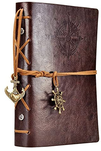 NectaRoy Retro Vintage Nautisch Notizbuch, Klassische PU Leder Cover Notebook Notepad, Travel Journal Tagebuch Reisetagebuch Nachfüllbare Sketchbook Spirale Ringbuch Tagebuch