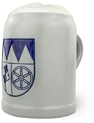 Bavariashop | PREMIUM Bierkrug Unterfranken | Handgefertigter, bayerischer Bierkrug | Unterfranken Wappen | 0,5 Liter