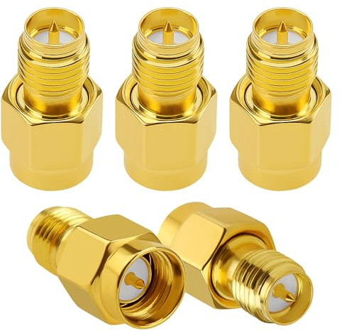 KUOQIY 5 Stycken SMA Hane Till RP-SMA Honadapter, Koaxial Koaxialadapterkontakt för WiFi-antenn, FPV, Glasögon, Router