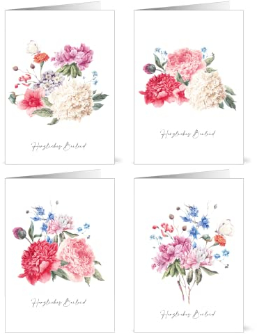 12 Blumen Trauerkarten mit Umschlägen - Hergestellt aus recyceltem Papier