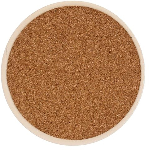 THUN, Set 6 Sottobicchieri in Ceramica Decorata a Mano e Sughero, Linea Florianne, Idea Regalo, Ø 10.3 cm
