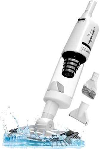 POOL SHARK PRO Cordless Pool Vacuum Up to 90 Mins of Suction for Deep Pool Cleaning, Handheld Rechargeable Swimming Pool Cleaner with Roller and Heavy Duty Brushes for Inground and Above Ground Pools