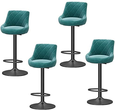 Barhocker 4er Set - Drehbar Stehhocker, Frühstückshocker Mit Samtkissen, 65–80 cm Höhenverstellbarer Küchenhocker, 360° Drehbarer Sessellift, Geeignet Für Bar/Café/Küche/Zuhause (Color : Green)