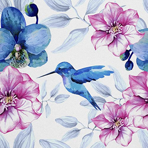 HEKO PANELS Stoff Oxford wasserdicht, Blumen Kolibri, 1 Meter 155 x 100 cm | Dekostoffe zum Nähen und Handwerken, blickdichte Möbelstoffe, Nähstoffe DIY, als Meterware erhältlich
