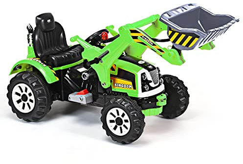 Maxmass Kids Ride on Excavator, 12V Battery Powered Electric Vehicle with Adjustable Arm & Bucket, Horn, 2 Speeds, Safety Belt, Toddler Construction Toy Car for 3-8 Years Old (Green)