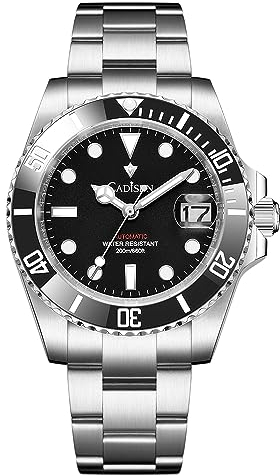 CADISEN Automatik Uhr Herren Mit Gangreserve GMT Edelstahl Saphirglas Wasserdicht Armbanduhr Uhren Männer (8216 schwarz)