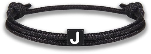 GD GOOD.designs Armband mit Buchstaben | Verstellbares Partnerarmband (14cm - 25cm) mit schwarz geflochtenen Seil
