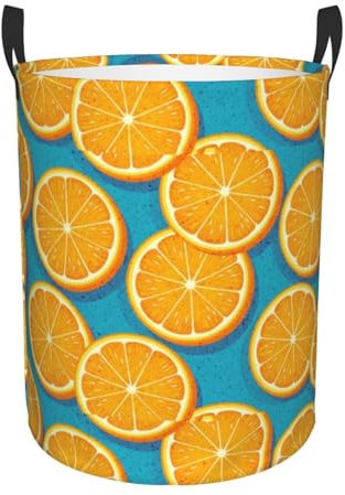 Cesto portabiancheria versatile con stampa di frutta arancione fresca, cesto portaoggetti multifunzionale