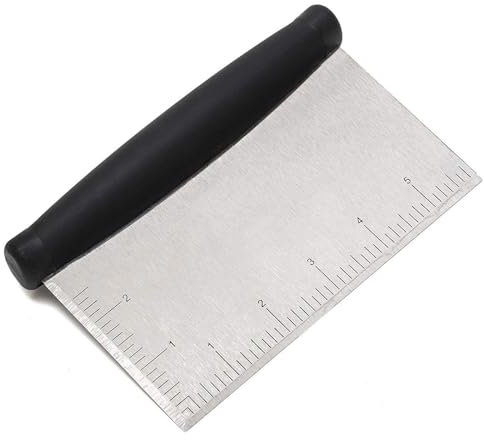 Wilitto Bench Pastry Scraper/Chopper, Stainless Steel Pastry Scraper Dough Cutter for Baking, Pastry Cutter Tool Dough Scraper with Contoured Grip, Measuring Scale and Conversion Chart 1pc