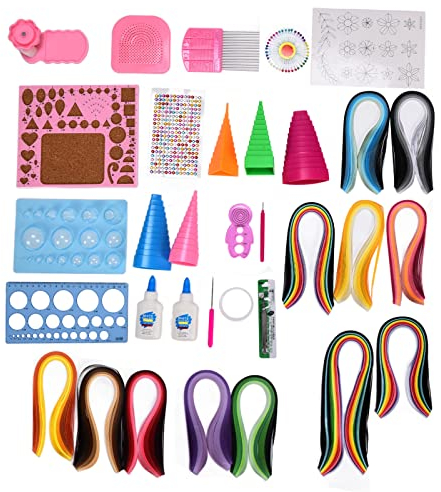LetCart Komplette Paper Quilling Kits, 12 Packungen Quilted Paper mit den notwendigen Werkzeugen für Anfänger, Fortgeschrittene Quiller, DIY Handarbeit Quilling Set