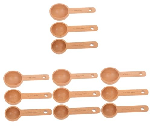 Ciieeo 4 Set Di Misurini Per Caffè in Legno Cucchiai Da Tavola Per Caffè Macinato Tè Condimenti Robusti 3 Pezzi * 4