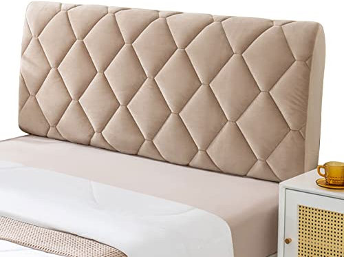 Bett kopfteil bezug Bettkopfteilbezug Stretch-Bettkopfteilbezug Gesteppter Samt-Kopfteilbezug für Holz-Leder-Bettrückenlehne Schutz vor StaubBraun-170cm