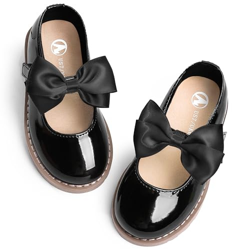 FUPPIA Scarpe da bambina Mary Jane, per uniforme scolastica, per feste di matrimonio, casual, morbide, Nero , 24 EU