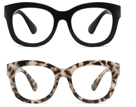 SINSPORT eyewear Lesebrille Damen Herren, übergroße Computerbrille, Anti-Blaulicht-Brille, 2er-Pack 1.00x