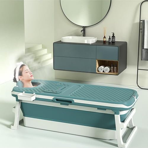 AFIONA Baignoire Pliable Autoportante, Grande Baignoire Pliable 52 X 20 X 21 Pouces pour Adulte, Baignoire Ergonomique Portable avec Couvercle Et Appui-tête pour La Transpiration Familiale