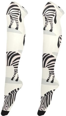 ODAWA Oberschenkelhohe Socken Cool Galaxy Tie Dye Kniestrümpfe Warm Strumpf Damen Kniestrümpfe, Wild Zebra Cream, Einheitsgröße