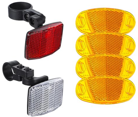 Yuanchu 6Pcs Bicycle Reflectors Front and Rear Kit, Bike Wheel Spoke Reflectors Set Mountain Bike Light Safety Warning Reflector Accessories for Night Cycling Handlebar Seatpost