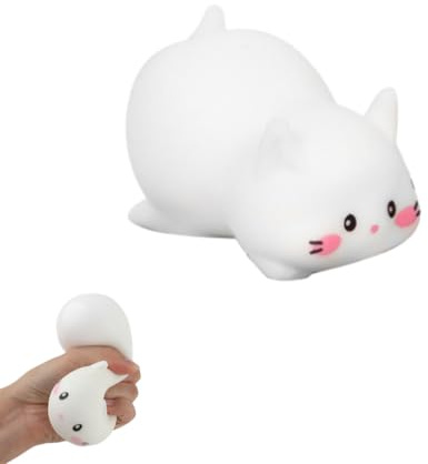 Viojrlly Weicher Knautschball Spielzeug, Stress Katze Stress Spielzeug, Antistress Spielzeug, Niedliche Katze Stressball Weiß, Lustiges Squeeze Toys, Fidget Toys Reisespielzeug Entspannungsartikel