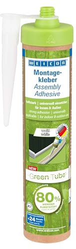 WEICON Green Tube colla di montaggio 280 ml, forte colla universale per interni ed esterni, senza solventi, bianco (colla di montaggio Green Tube)