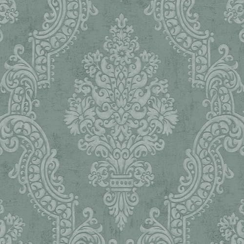 Profhome Papier peint Baroque 397651-GU papier peint intissé (TNT) vert vert-pâle vert-herbe 0,53 m x 10,05 m / 5,33 m2