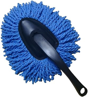 GLEAVI Kleiner Autoreinigungs Staubwedel Blau aus Abs und Baumwolle | Abnehmbar, Fusselfrei und Kratzfrei, für Fahrrad und Haushaltsoberflächen