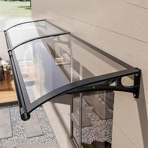 Clear Awning For Front Door,Window Awning With Aluminum Bracket,Large Sink,Snow And Uv Protection,Polycarbonate Cover,for Window, Porch Shade, Patio, Roof,N-60x300cm/24x118in