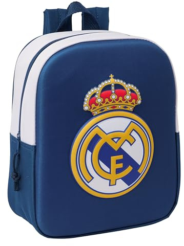 Safta Real MADRID 3D - 3D-dagisryggsäck, anpassningsbar till vagn, lätt att rengöra, perfekt för barn i olika åldrar, bekväm och mångsidig, kvalitet och styrka, 22 x 10 x 27 cm, svart, M, Avslappnad