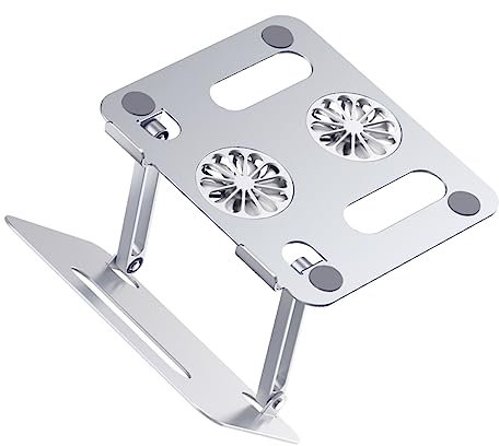 DOITOOL Soporte Plegable de Aluminio Aleación Ventilador, Base Enfriadora Ajustable Refrigeración Rápida Portátil, para Portátil y Tableta
