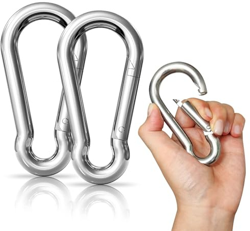2er Karabinerhaken Set 11x110cm, LISOPO Super Groß Karabiner Edelstahl 304 Karabiner Professionell belastbar, Groß Karabinerhaken mit Schnappverschluss für alle Zughilfen und Griffe mit Einer Öse