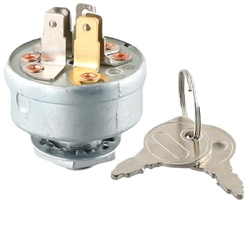DEMULAX Interruttore di accensione for trattorino tagliaerba con 2 chiavi - Compatibile con 44745, AM102551, 725-0267, Roper 365402, Stiga 1134-1814-01 e altri Interruttore di avviamento a chiave per