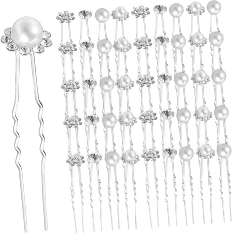Hemobllo 40 Stück Teiliges U Förmige Braut Haarnadeln mit Strass und Perlen Leichte Haarnadel Forks für Sichere Hochzeitsfrisuren Vielseitige Designs für Eleganten Brautschmuck