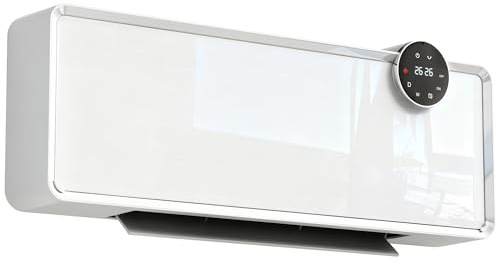 HOMCOM Chauffage Mural Céramique 1000/2000W Radiateur Électrique Blanc | Ventilateur,3 Modes,Thermostat,Oscillation,Programmable Hebdomadaire,Minuterie,Détection Fenêtre Ouverte,Télécommande